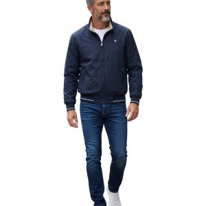 NEW YORK TAILORS 022.30 Double Ανδρικό Μπουφάν Διπλής Όψεως Σε Κανονική Γραμμή Μπλέ-Μπέζ