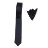 Endeson 02 Ανδρική Γραβάτα Με μαντήλι Μονόχρωμη Μπλέ 1