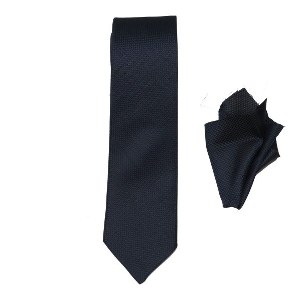 Endeson 02 Ανδρική Γραβάτα Με μαντήλι Μονόχρωμη Μπλέ 3