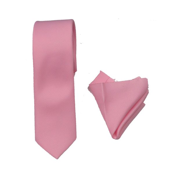 Endeson 024 Ανδρική Γραβάτα με Μικρό Μαντήλι Ροζ 3