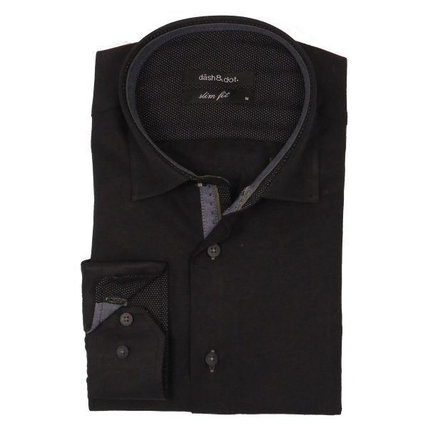das & dot 21646 07 Ανδρικό Πουκάμισο Slim Fit Μαύρο 5