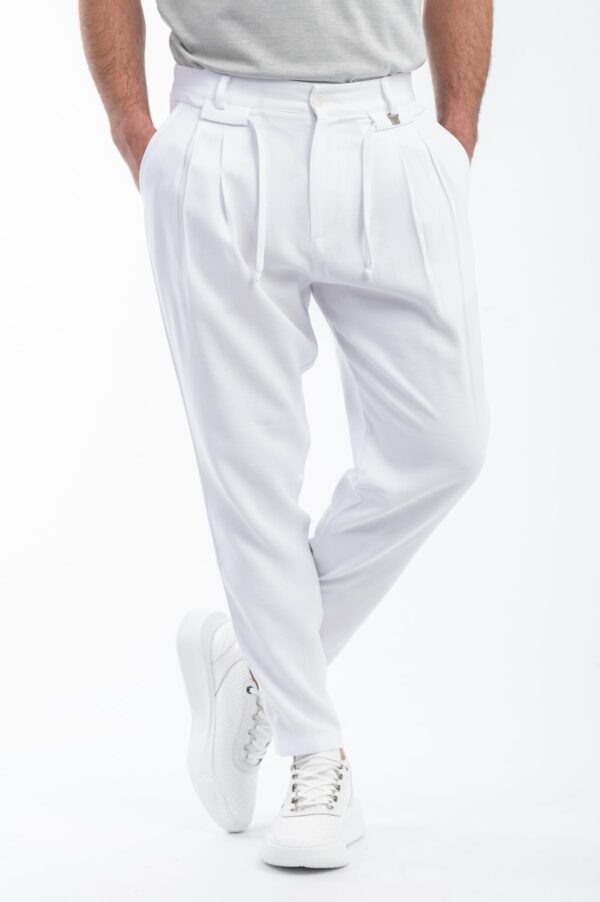 VITTORIO 500-23-CALDERA Ανδρικό Παντελόνι Loose Λευκό 6