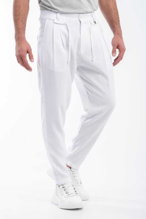 VITTORIO 500-23-CALDERA Ανδρικό Παντελόνι Loose Λευκό 3