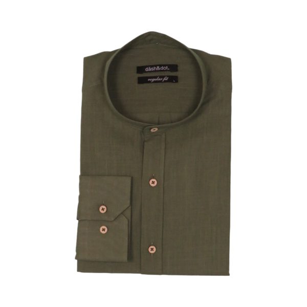 Das & Dot 23103-24119 colour 13 Regular fit Ανδρικό Βαμβακερό Πουκάμισο Με Μάο Γιακά Λαδί 7