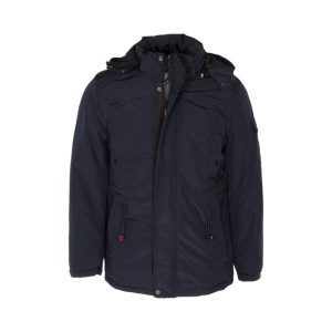 COTTON GREEN 6839 Ανδρικό Μπουφάν Με Επένδυση Γούνας Και Κουκούλα Που Αφαιρείται Μπλέ