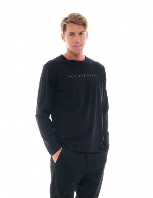 Smart fashion 48-206-048 ανδρική μπλούζα με μακρύ μανίκι και τύπωμα Μαύρο 6