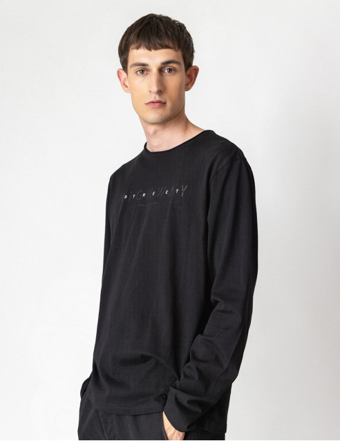 Smart fashion 48-206-048 ανδρική μπλούζα με μακρύ μανίκι και τύπωμα Μαύρο 4