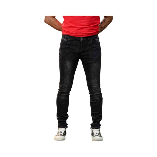 Profil 525 Ανδρικό Ελαστικό Τζίν Παντελόνι Slim Fit Μαύρο 3