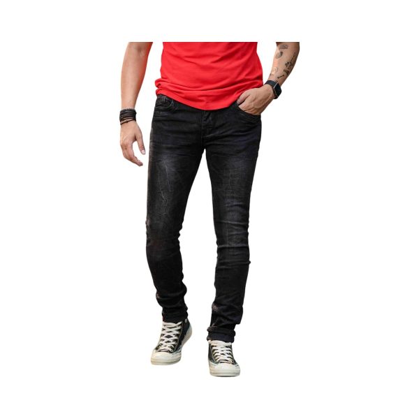 Profil 525 Ανδρικό Ελαστικό Τζίν Παντελόνι Slim Fit Μαύρο 4