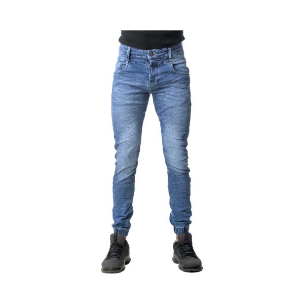 Profil Jeans 675 Ανδρικό Παντελόνι Τζίν Με Λάστιχο Στον Αστράγαλο Σε Στενή Γραμμή Μπλέ 9