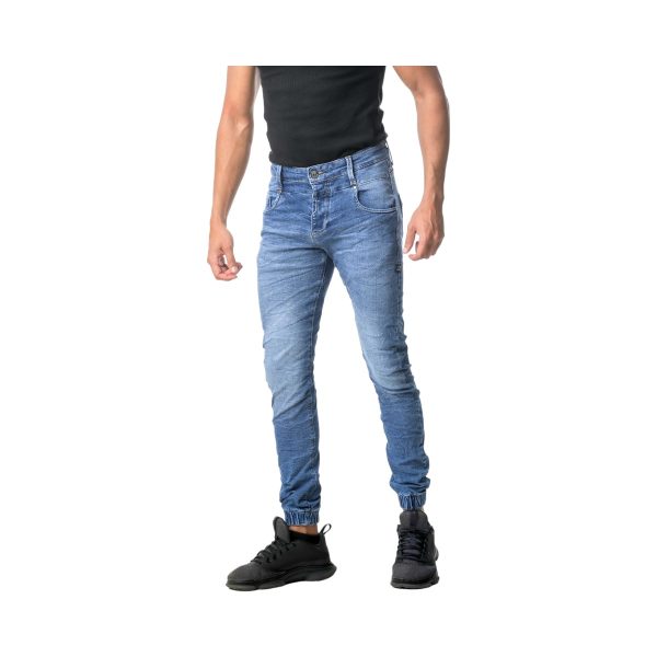 Profil Jeans 675 Ανδρικό Παντελόνι Τζίν Με Λάστιχο Στον Αστράγαλο Σε Στενή Γραμμή Μπλέ 5