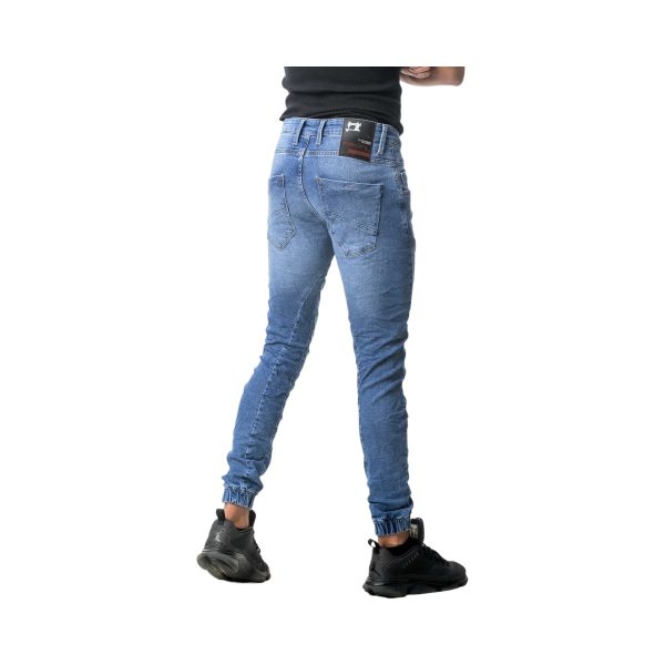 Profil Jeans 675 Ανδρικό Παντελόνι Τζίν Με Λάστιχο Στον Αστράγαλο Σε Στενή Γραμμή Μπλέ 7