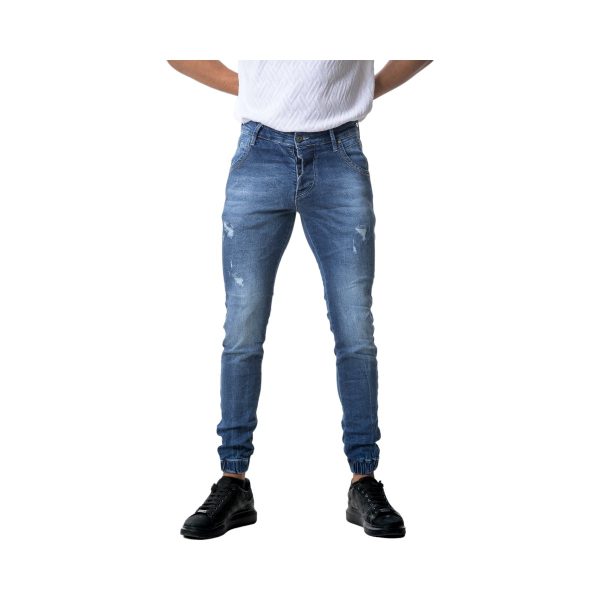 Profil Jeans 680 Ανδρικό Παντελόνι Τζίν Με Λάστιχο Στον Αστράγαλο Σε Στενή γραμμή Μπλέ 6