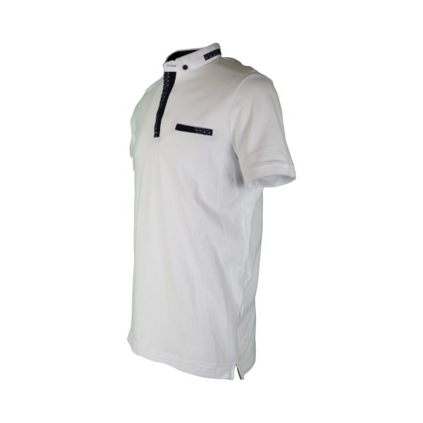 Privato New Mentality D9257-1 Ανδρικό Βαμβακερό Μπλουζάκι Μάο Σε Στενή Γραμμή Λευκό 5
