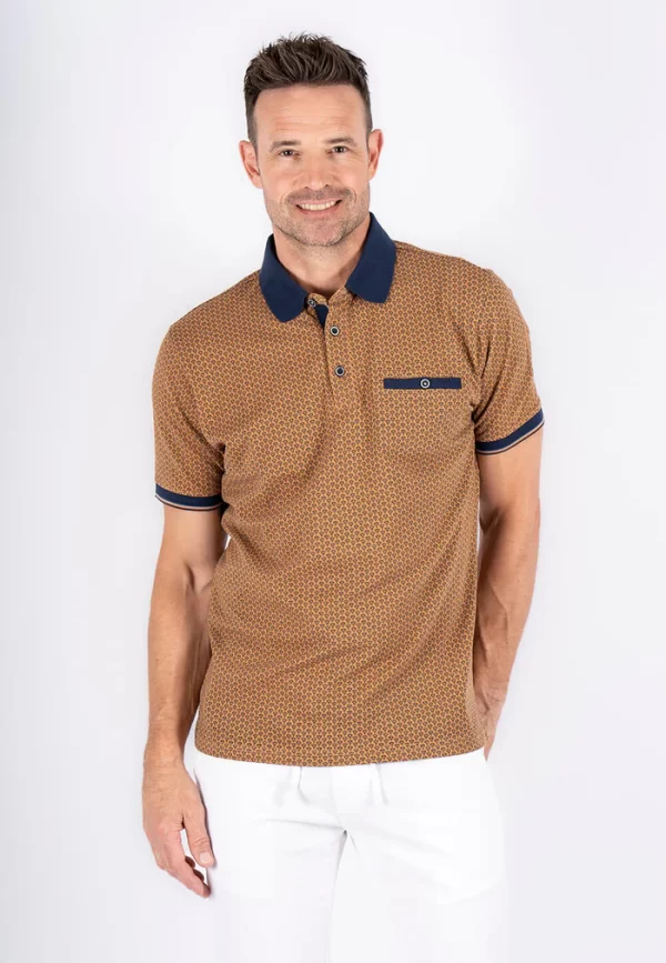Pre End 27-100475 Fletcher 6038 Ανδρική Μπλούζα Με Γιακά Και Τσέπη Σε κανονική Γραμμή Κάμελ 3