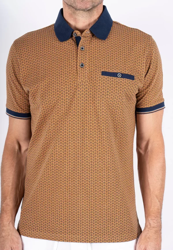Pre End 27-100475 Fletcher 6038 Ανδρική Μπλούζα Με Γιακά Και Τσέπη Σε κανονική Γραμμή Κάμελ 10