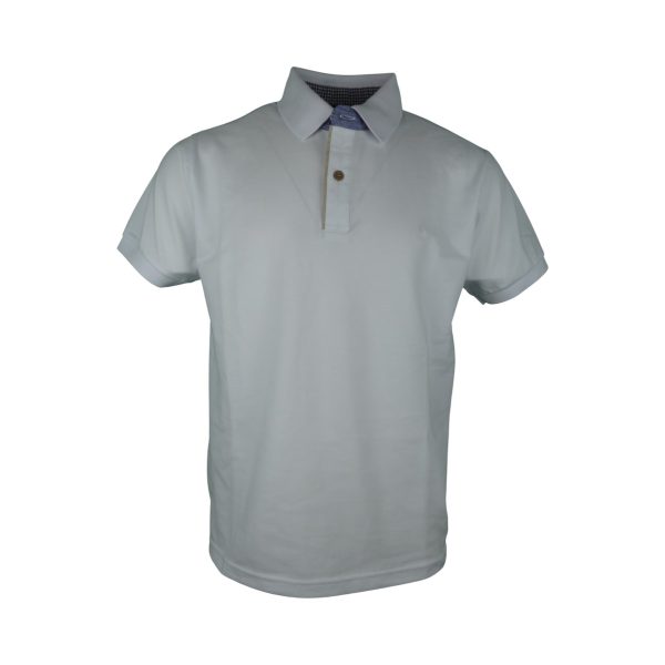 Everbest 252-833-0-3-White Ανδρικό Βαμβακερό Κοντομάνικο Μπλουζάκι Με Γιακά Σε Φαρδιά Γραμμή Λευκό 5