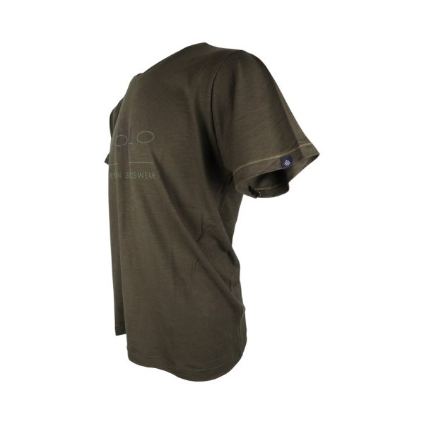 Everbest 252-812-0-3 Khaki Ανδρικό Βαμβακερό Μπλουζάκι Φλάμα Σε Φαρδιά Γραμμή Χακί 5