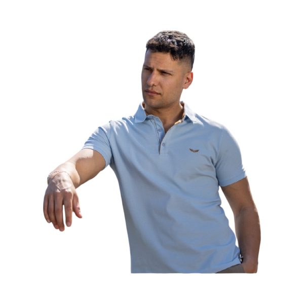 Side Effect PL-5234-08 Ανδρικό Βαμβακερό Πικέ Μπλουζάκι Με Γιακά Κανονική Γραμμή Σιέλ 9