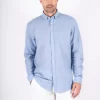 Pre End 32-100289 Frey Ls 7032 Ανδρικό Μακρυμάνικο Λινό Πουκάμισο Σε Κανονική Γραμμή Σιέλ 2