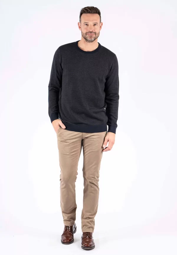 Pre End 21-100564 Viggo o knit 7050 Ανδρικό Πλεκτό Με Βαμβάκι Σε Κανονική Γραμμή Μπλέ 4