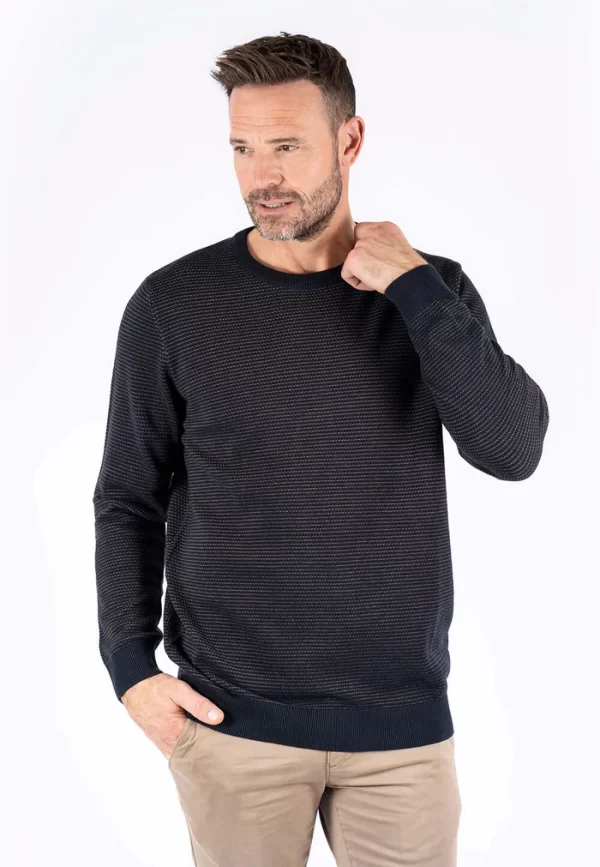 Pre End 21-100564 Viggo o knit 7050 Ανδρικό Πλεκτό Με Βαμβάκι Σε Κανονική Γραμμή Μπλέ 3