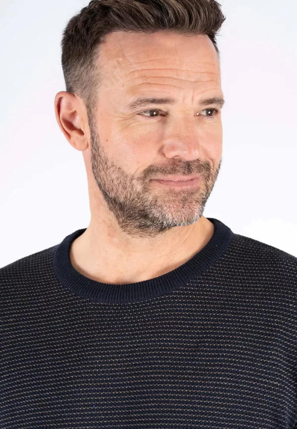 Pre End 21-100564 Viggo o knit 7050 Ανδρικό Πλεκτό Με Βαμβάκι Σε Κανονική Γραμμή Μπλέ 6