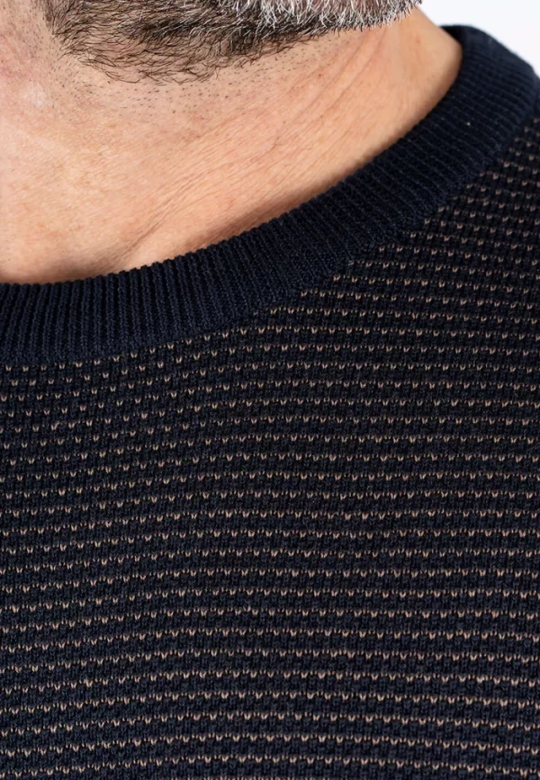 Pre End 21-100564 Viggo o knit 7050 Ανδρικό Πλεκτό Με Βαμβάκι Σε Κανονική Γραμμή Μπλέ 7