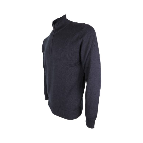 Pre End 21-100527 Malcom Zip 7550 Ανδρική Βαμβακερή Πλεκτή Μπλούζα Ζιπ Σε Κανονική Γραμμή Μπλέ 6