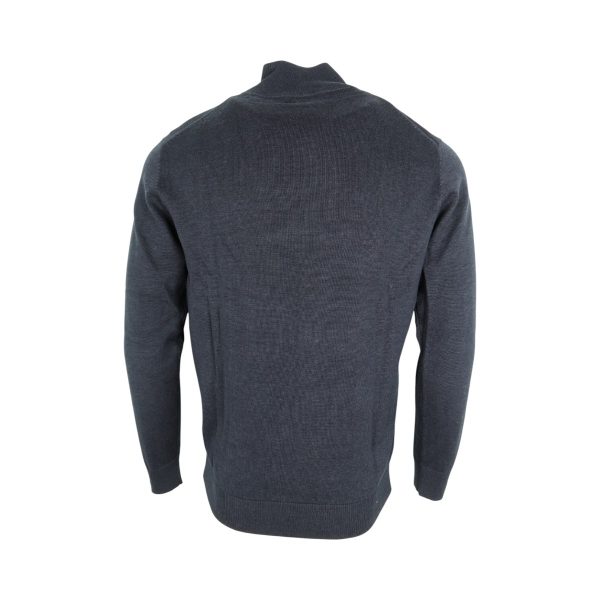 Pre End 21-100527 Malcom Zip 7550 Ανδρική Βαμβακερή Πλεκτή Μπλούζα Ζιπ Σε Κανονική Γραμμή Μπλέ 7