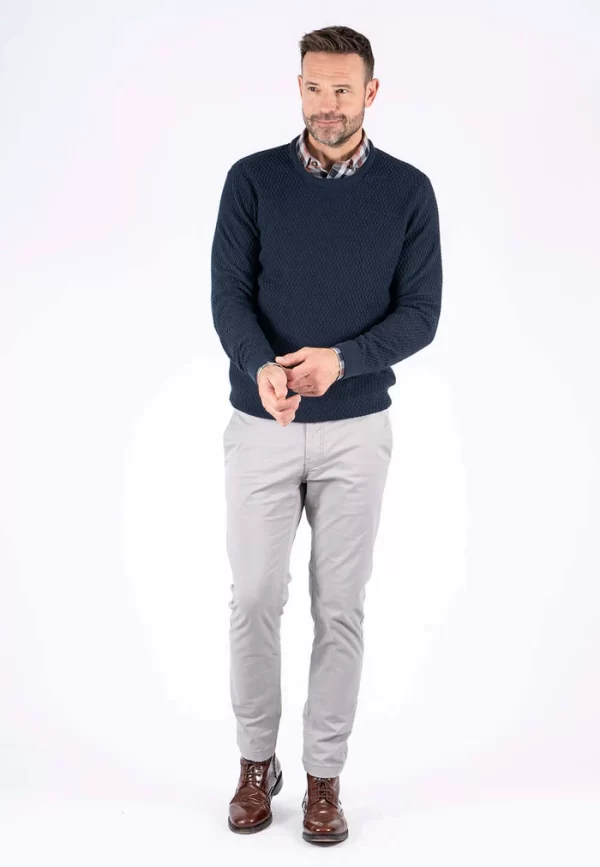 Pre End 21-100552 PELudwig o knit 7050 Ανδρικό Βαμβακερό Πλεκτό Σε Κανονική Γραμμή Μπλέ 3
