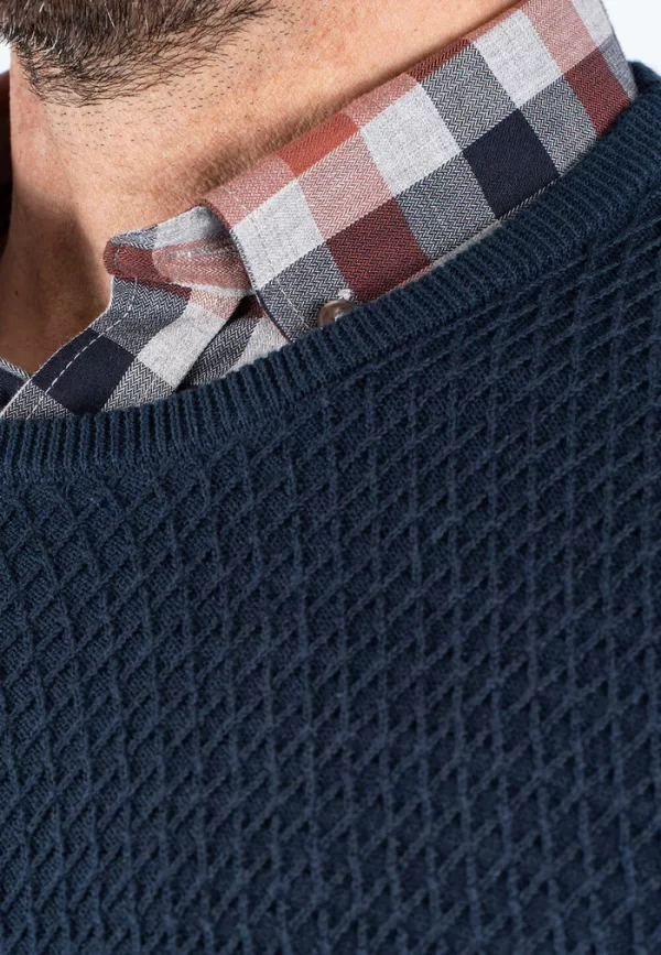 Pre End 21-100552 PELudwig o knit 7050 Ανδρικό Βαμβακερό Πλεκτό Σε Κανονική Γραμμή Μπλέ 6