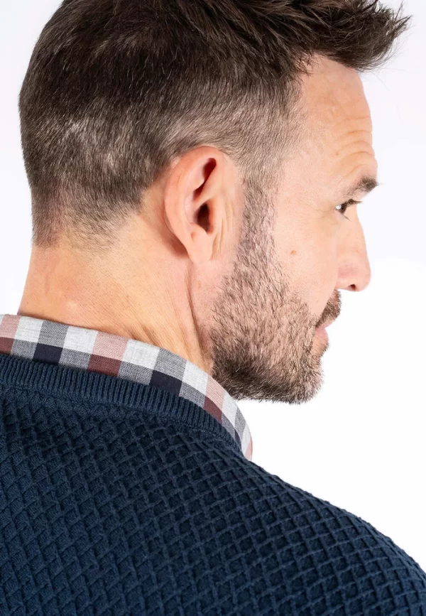 Pre End 21-100552 PELudwig o knit 7050 Ανδρικό Βαμβακερό Πλεκτό Σε Κανονική Γραμμή Μπλέ 7