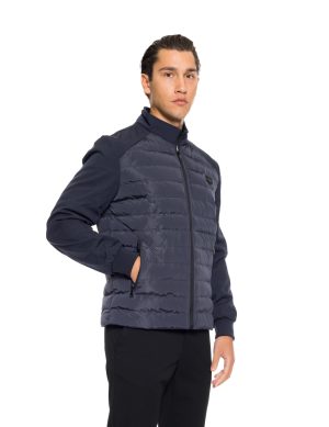 Biston Fashion 52-201-047 Ανδρικό Κοντό Ultra Light Πανωφόρι Με Γιακά Μπλέ