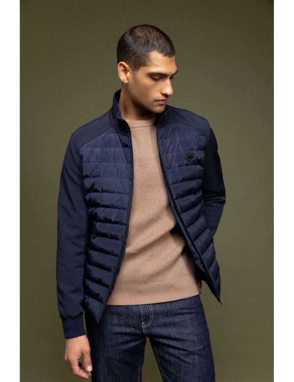 Biston Fashion 52-201-047 Ανδρικό Κοντό Ultra Light Πανωφόρι Με Γιακά Μπλέ 8