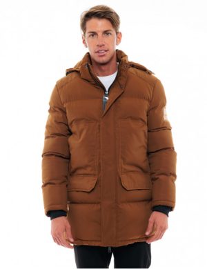 Splendid 48-201-004 Ανδρικό Χειμερινό Μπουφάν Μεσαίου Μήκους Με Αποσπώμενη Κουκούλα Κάμελ