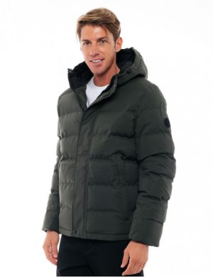 Splendid 48-201-056 Ανδρικό Κοντό Μπουφάν Με Ενσωματωμένη Κουκούλα Χακί