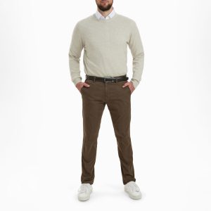 SUNWILL 423317-8217-235 Ανδρικό Παντελόνι Βαμβακερό Σε ίσια Γραμμή Και Άνετο Ελαστικό Ύφασμα Καφέ Ανοιχτό