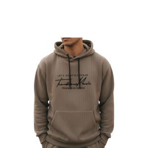 Privato 5801-1 Ανδρικό Φούτερ Σε Κανονική Γραμμή Με Κουκούλα Χακί