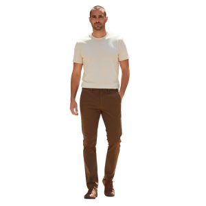 New York Tailors 004.29 SEDAR Ανδρικό Βαμβακερό Παντελόνι Chinos Σε Ίσια Γραμμή Κάμελ