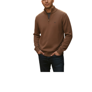 Explosion 1018-4 Ανδρικό Πλεκτό Πουλόβερ Ζίπ Με Φερμουάρ Κάμελ