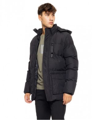 Splendid fashion 50-201-008 Aνδρικό demi Μπουφάν Με Ενσωματωμένη Κουκούλα Μαύρο