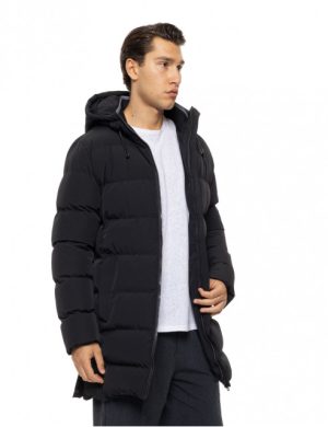 Biston 54-201-100 Ανδρικό Μακρύ Μπουφάν Με Ενσωματωμένη Κουκούλα Μαύρο