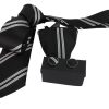 Privato 70-4 Ανδρικό Σέτ Γραβάτα Μαντήλι Μανικετόκουμπα Μετάξι Μαύρο 9