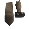 Privato 70-3 Ανδρικό Σέτ Γραβάτα-Μαντήλι- Μανικετόκουμπα Μετάξι Κάμελ 2