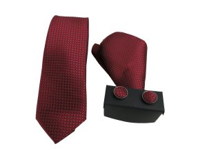 Privato 70-1 Ανδρικό Σέτ Γραβάτα-Μαντήλι- Μανικετόκουμπα Μετάξι Μπορντό