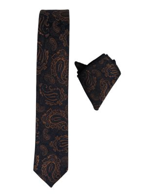 Endeson 501 Ανδρική Σέτ Γραβάτα Με Μικρό Μαντήλι Λαχούρ Μπλέ