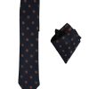 Endeson 502 Ανδρική Σέτ Γραβάτα Με Μικρό Μαντήλι Πουά Μπλέ 10