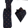 Endeson 502 Ανδρική Σέτ Γραβάτα Με Μικρό Μαντήλι Πουά Μπλέ 13