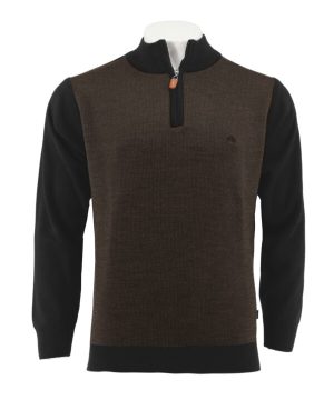 Makis Tselios BT334 P5185.2 Ανδρικό Δίπλακο Πλεκτό Μαλλί Μερινός Με Φερμουάρ Μαύρο